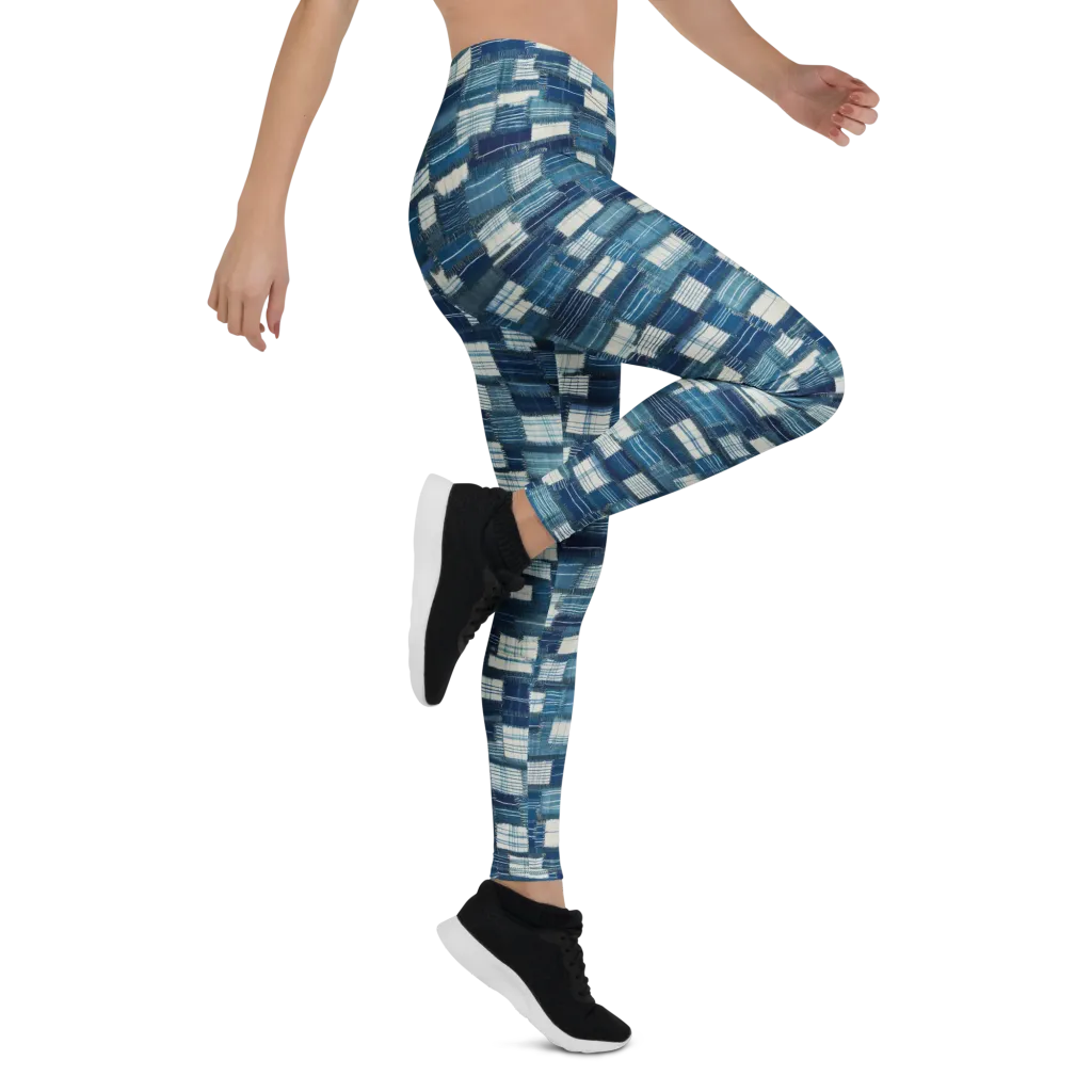 Indigo Patchwork on Leggings — Right
