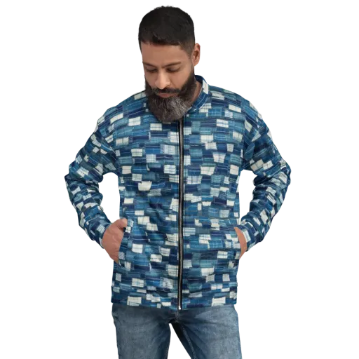 Indigo Patchwork on a Bomber Jacket