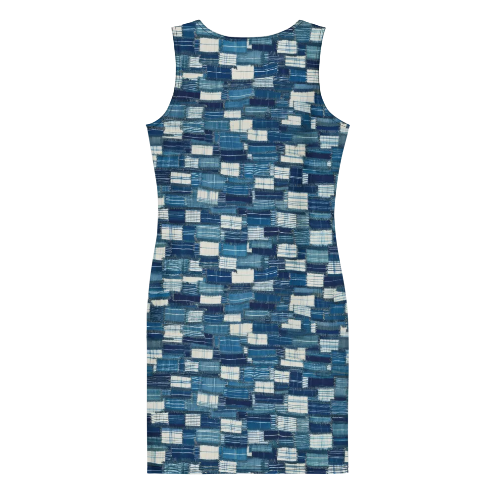Indigo Patchwork on Bodycon Dress — Back