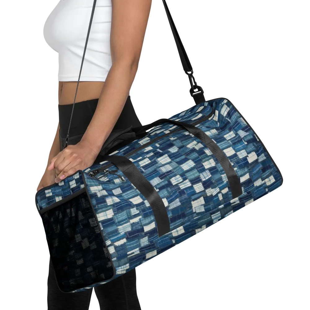 Indigo Patchwork on Duffle Bag — Front