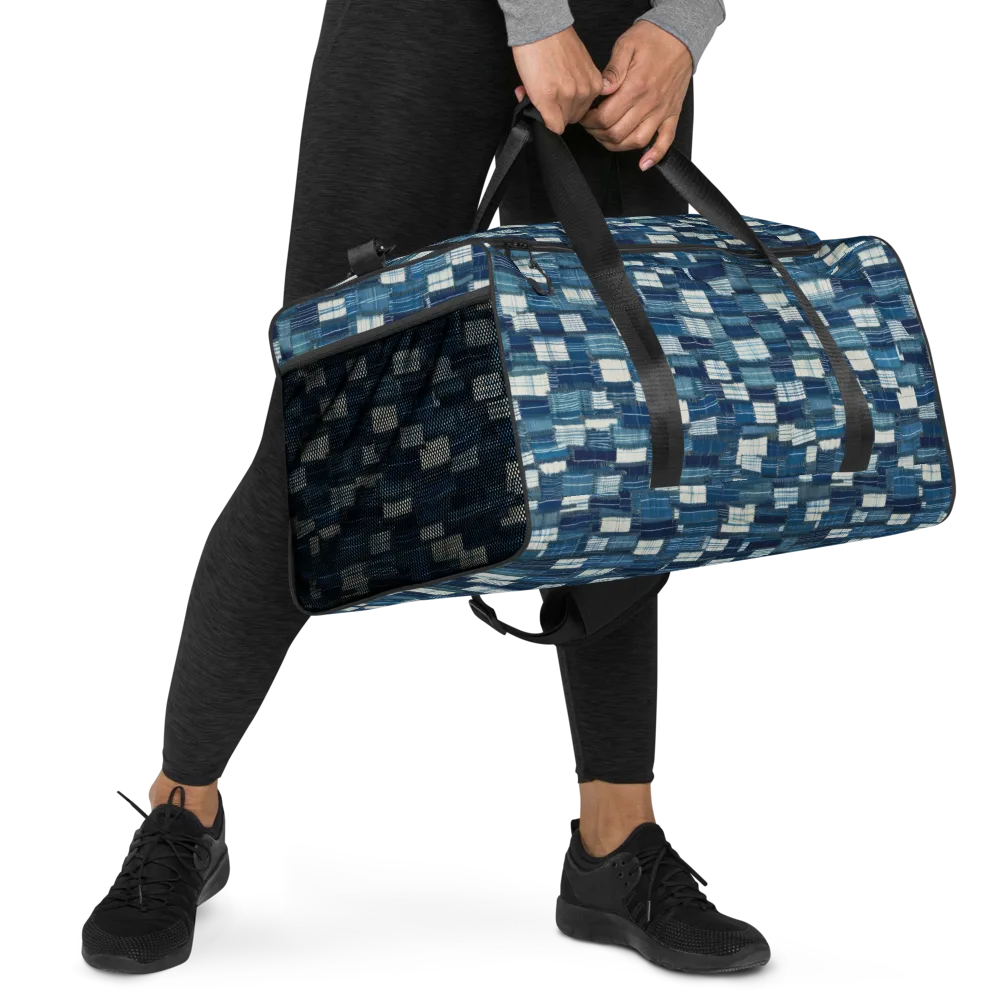 Indigo Patchwork on Duffle Bag — Right Front