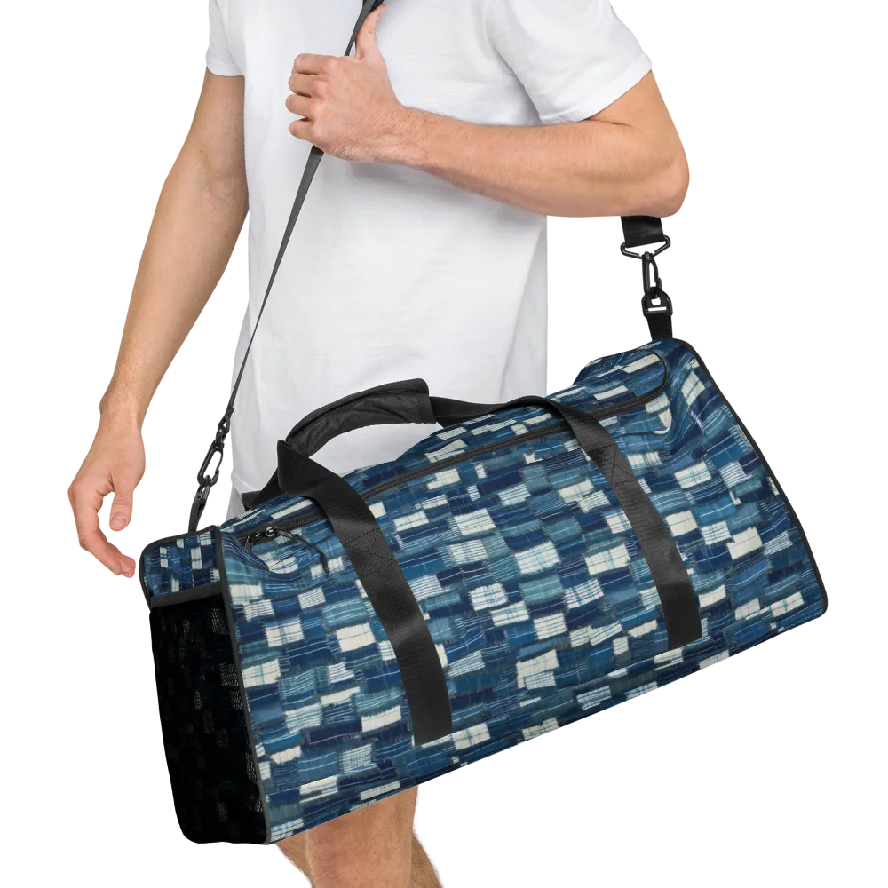 Indigo Patchwork on Duffle Bag — Right Front
