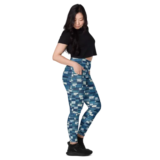 Indigo Patchwork on a Leggings with Pockets