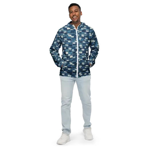 Indigo Patchwork on a Men's Windbreaker