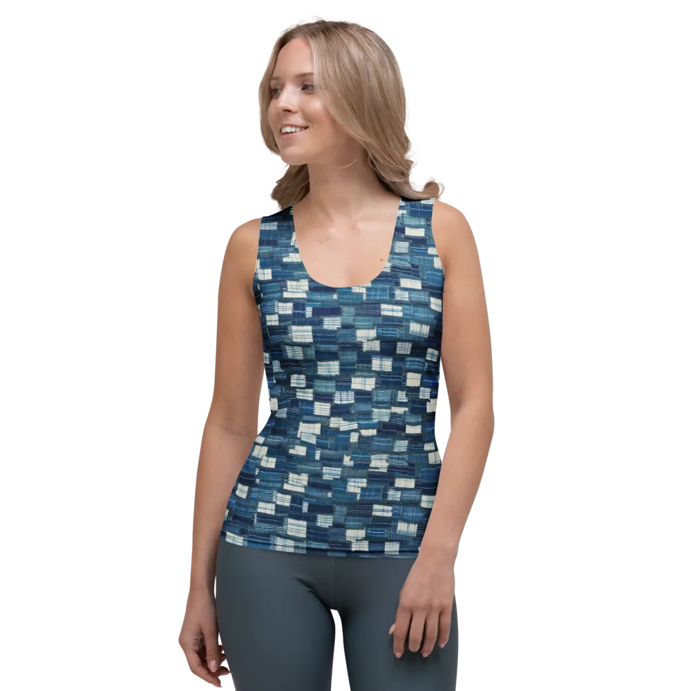 Indigo Patchwork on Women's Tank Top — Front