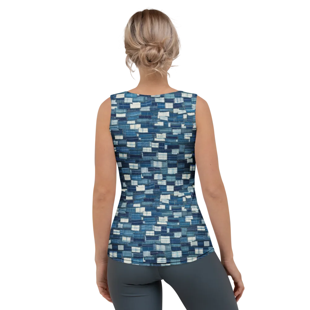 Indigo Patchwork on Women's Tank Top — Back