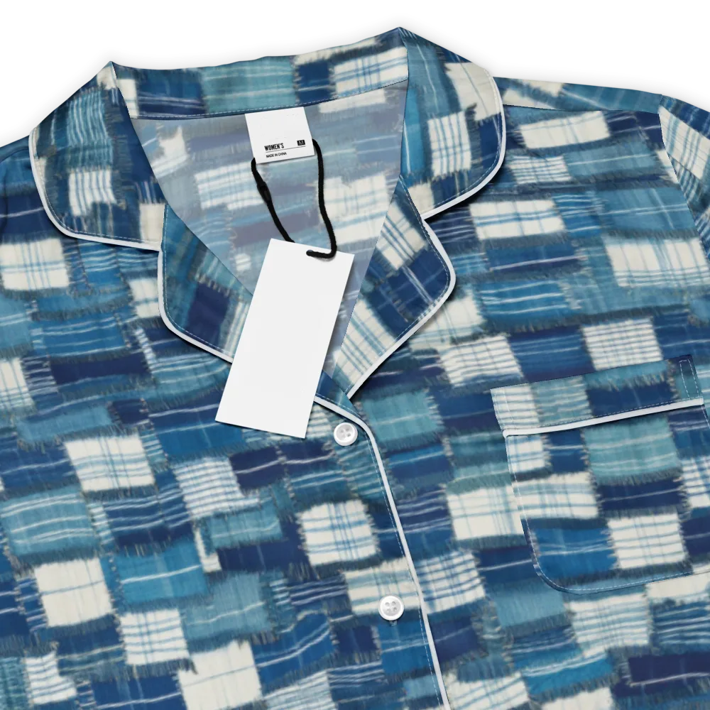 Indigo Patchwork on Women's Short Sleeve Pajama Top — Product details