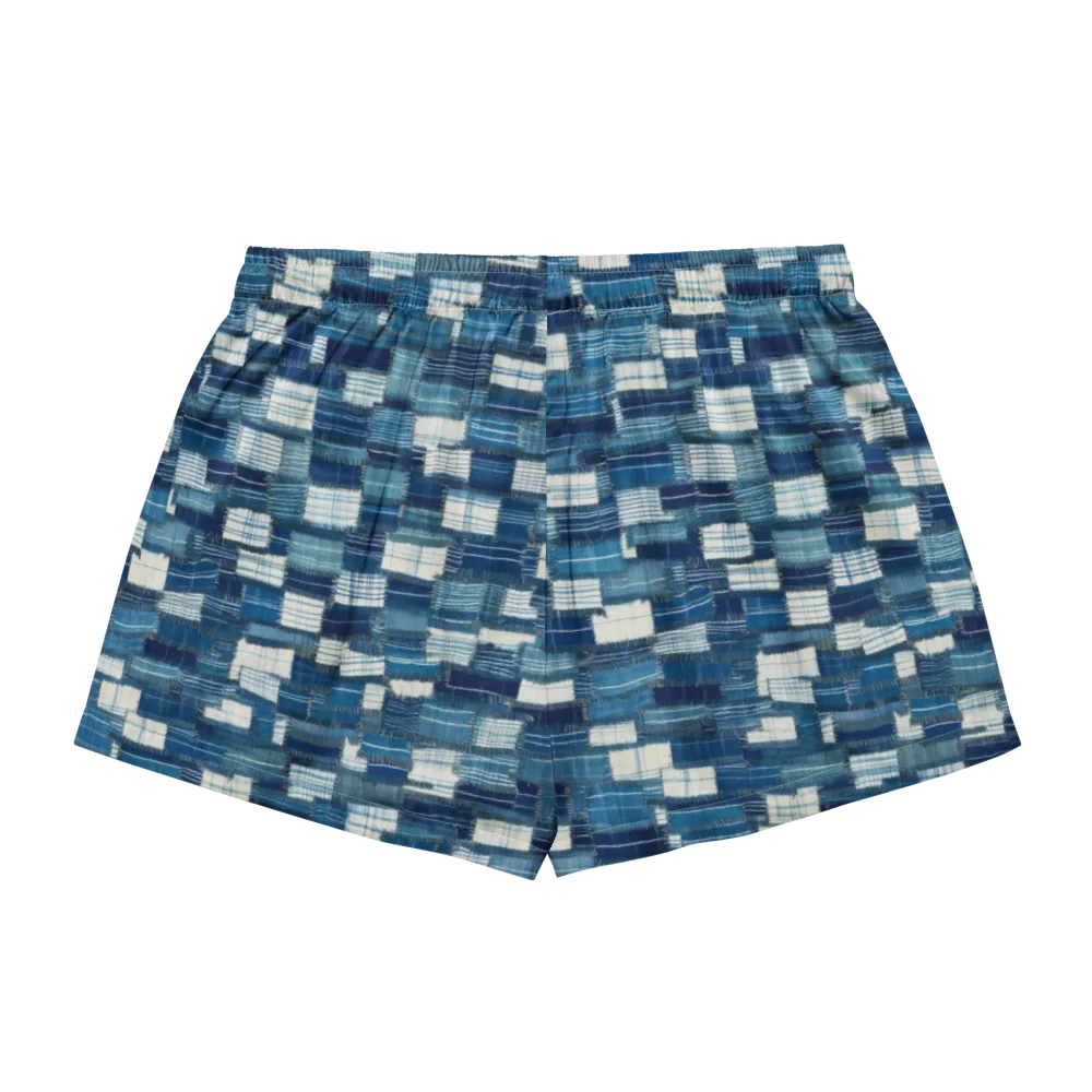 Indigo Patchwork on Women's Pajama Shorts — Back
