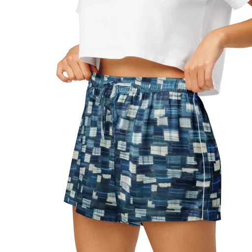 Indigo Patchwork on a Women's Pajama Shorts