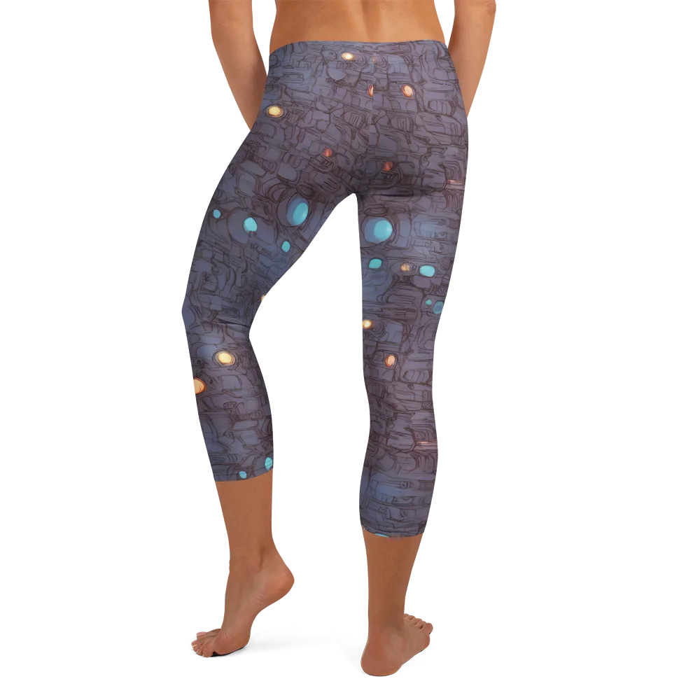 Violet Circuitry on Capri Leggings — Back