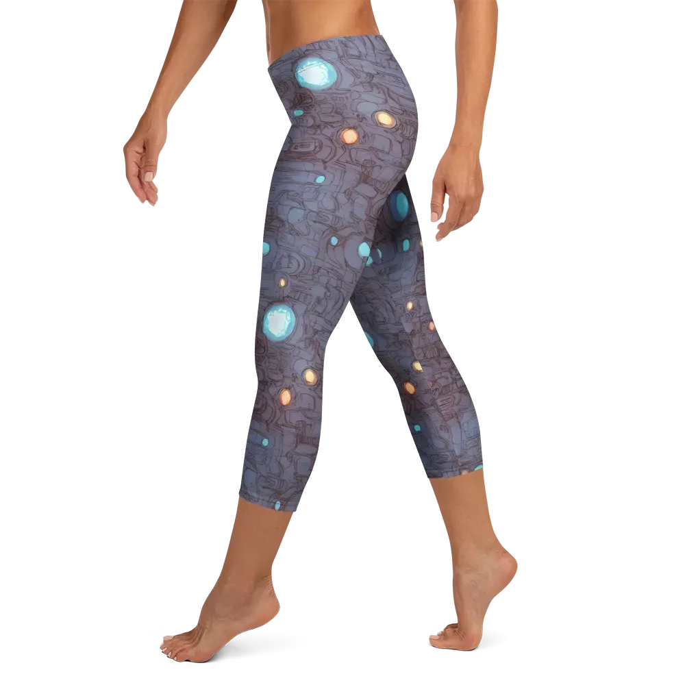 Violet Circuitry on Capri Leggings — Left