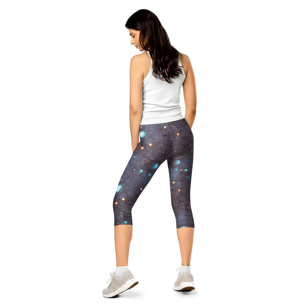 Violet Circuitry on Capri Leggings — Back