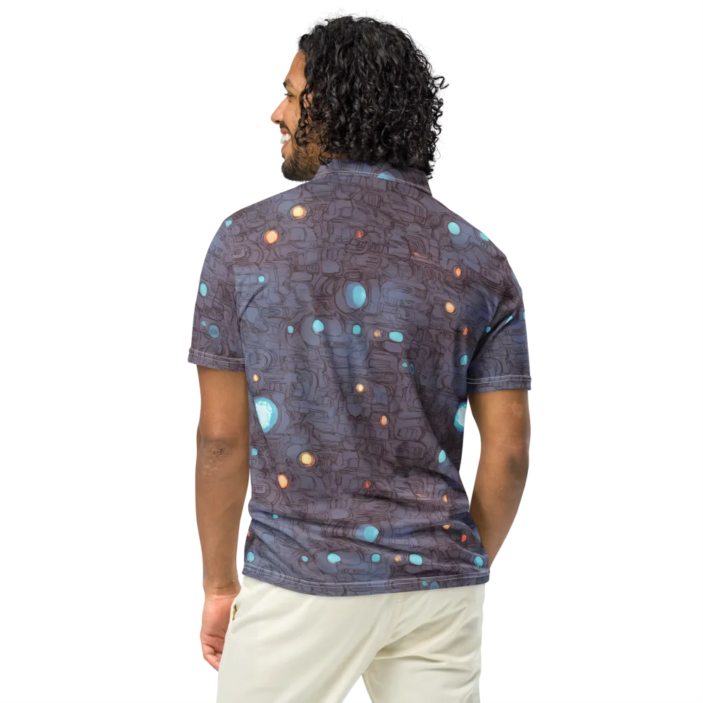 Violet Circuitry on Men's Slim Fit Polo Shirt — Back