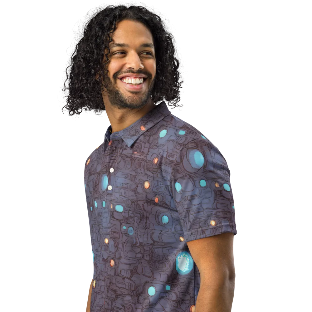 Violet Circuitry on Men's Slim Fit Polo Shirt — Left Front