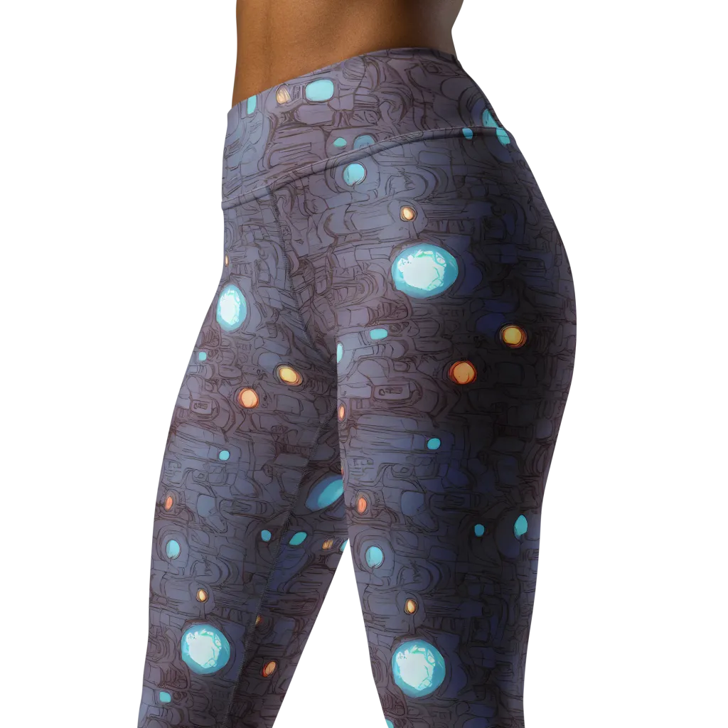 Violet Circuitry on Yoga Leggings — Left Front