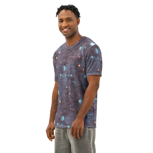 Violet Circuitry on a Men's Cotton Crew Neck T-Shirt