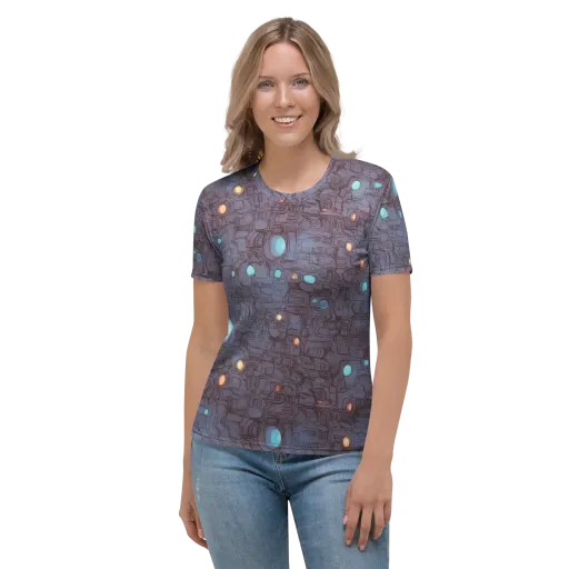 Violet Circuitry on a Women's Crew Neck T-Shirt