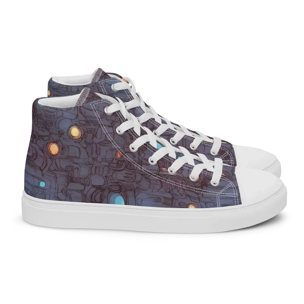 Violet Circuitry on Women's High Top Canvas Shoes — Right