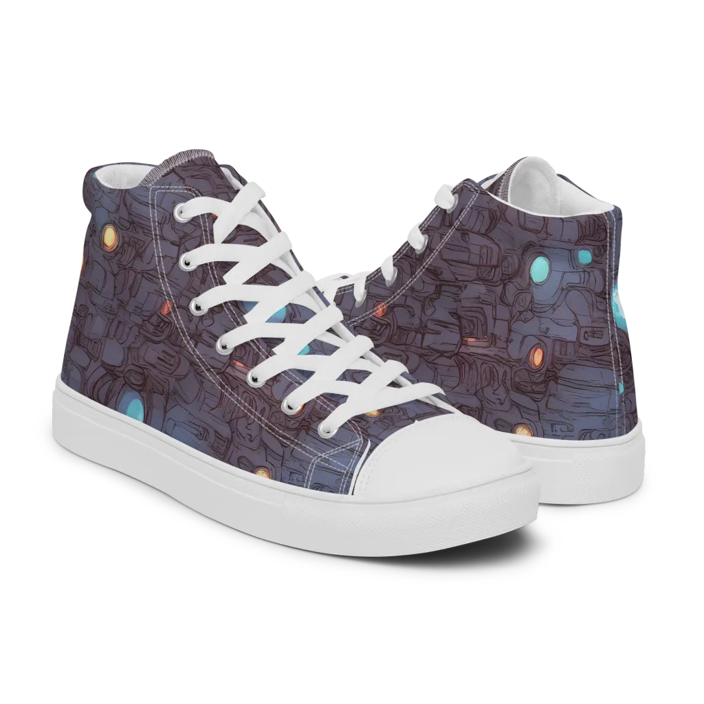 Violet Circuitry on Women's High Top Canvas Shoes — Right