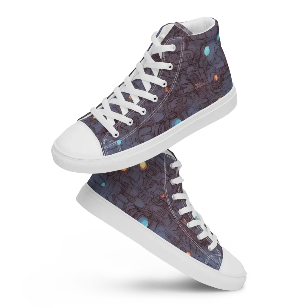 Violet Circuitry on Women's High Top Canvas Shoes — Front
