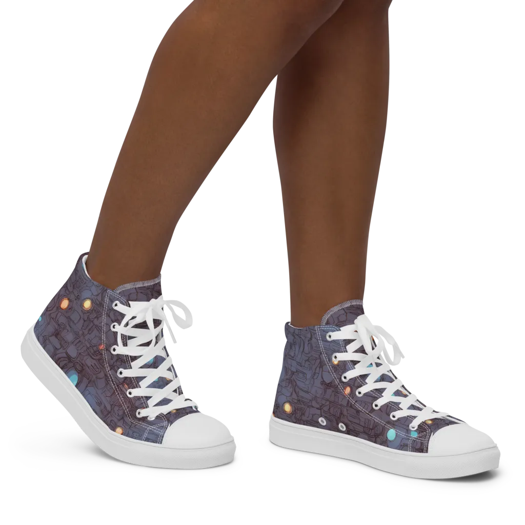 Violet Circuitry on Women's High Top Canvas Shoes — Right