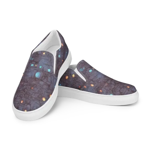 Violet Circuitry on a Men's Slip-On Canvas Shoes