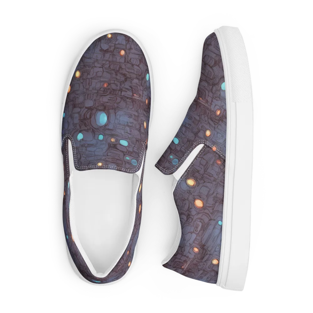 Violet Circuitry on Men's Slip-On Canvas Shoes — Front