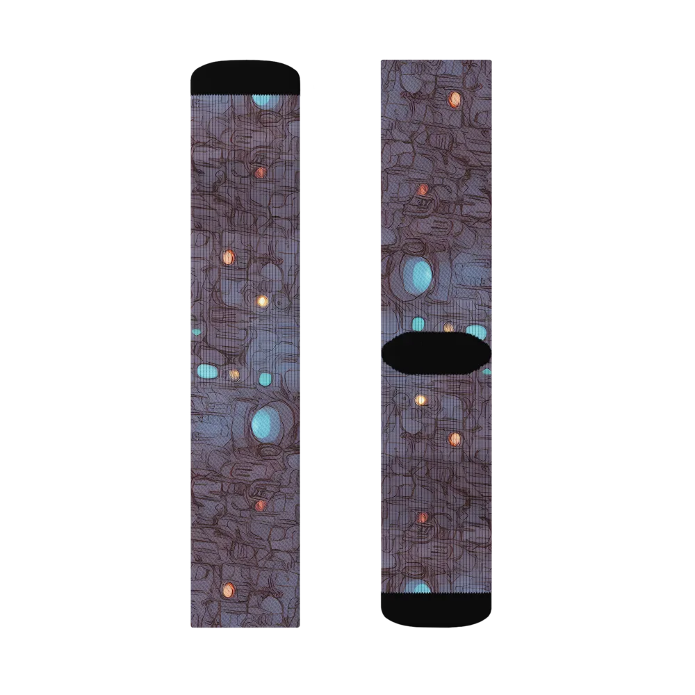 Violet Circuitry on Socks — Left Sock