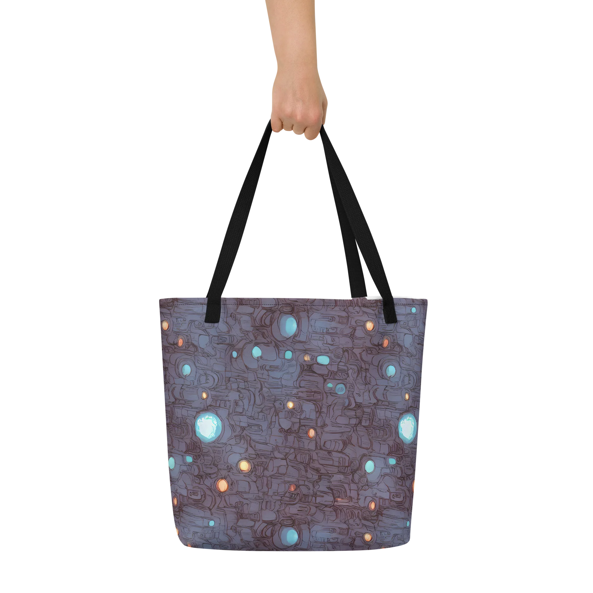 Violet Circuitry on Large Tote Bag W/ Pocket — Front