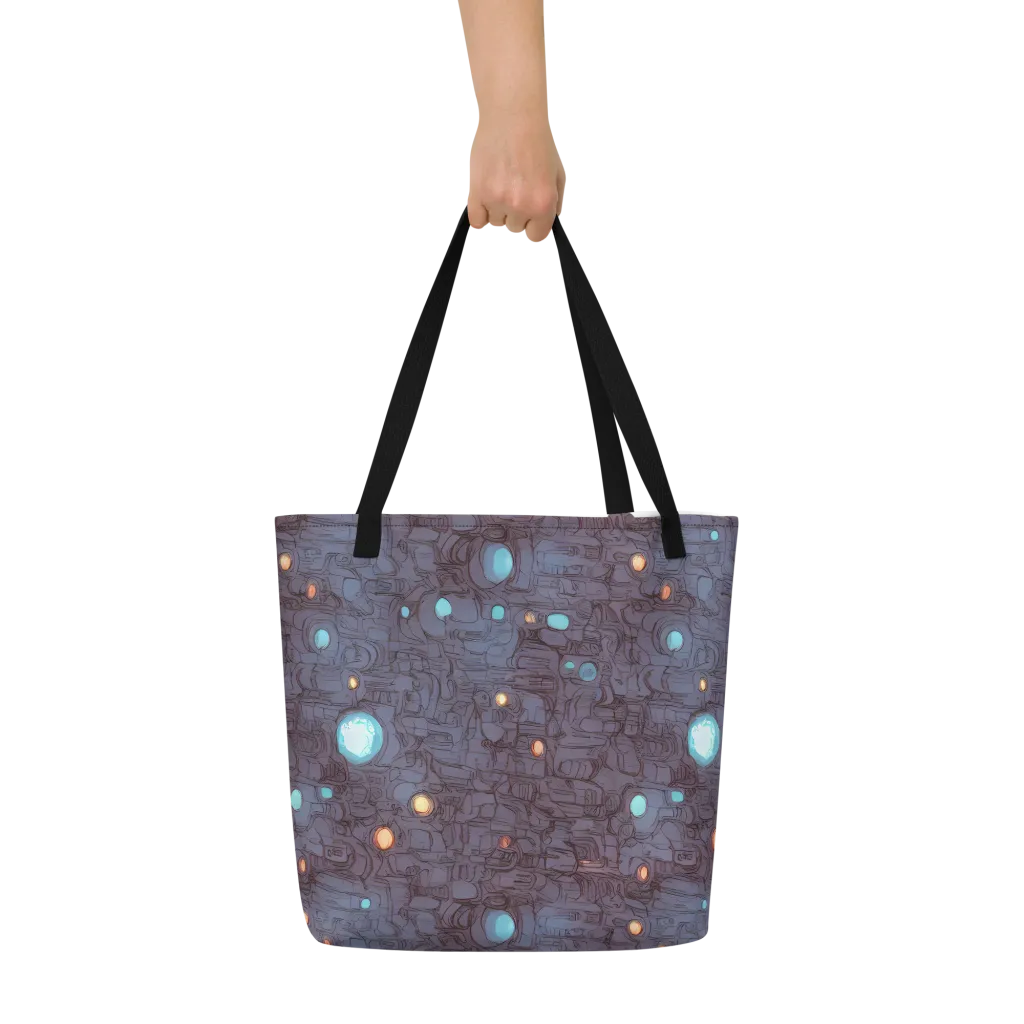Violet Circuitry on Large Tote Bag W/ Pocket — Front