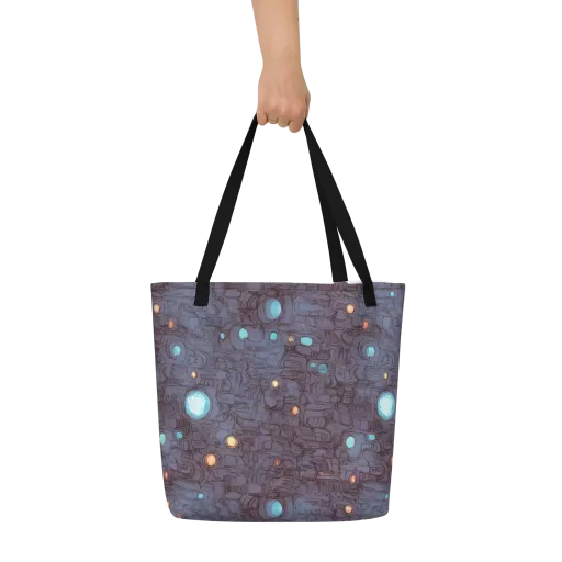 Violet Circuitry on a Large Tote Bag W/ Pocket