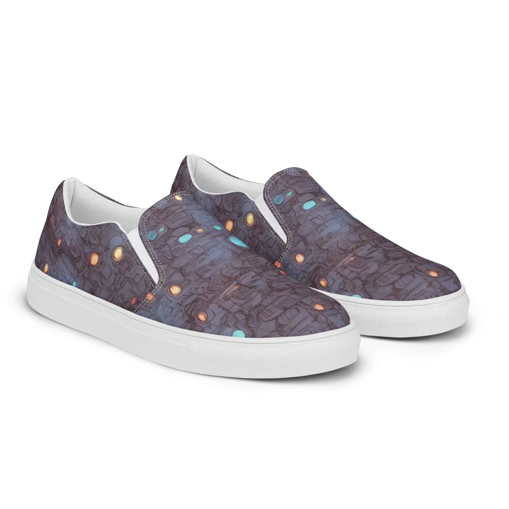 Violet Circuitry on Women's Slip-On Canvas Shoes — Right Front