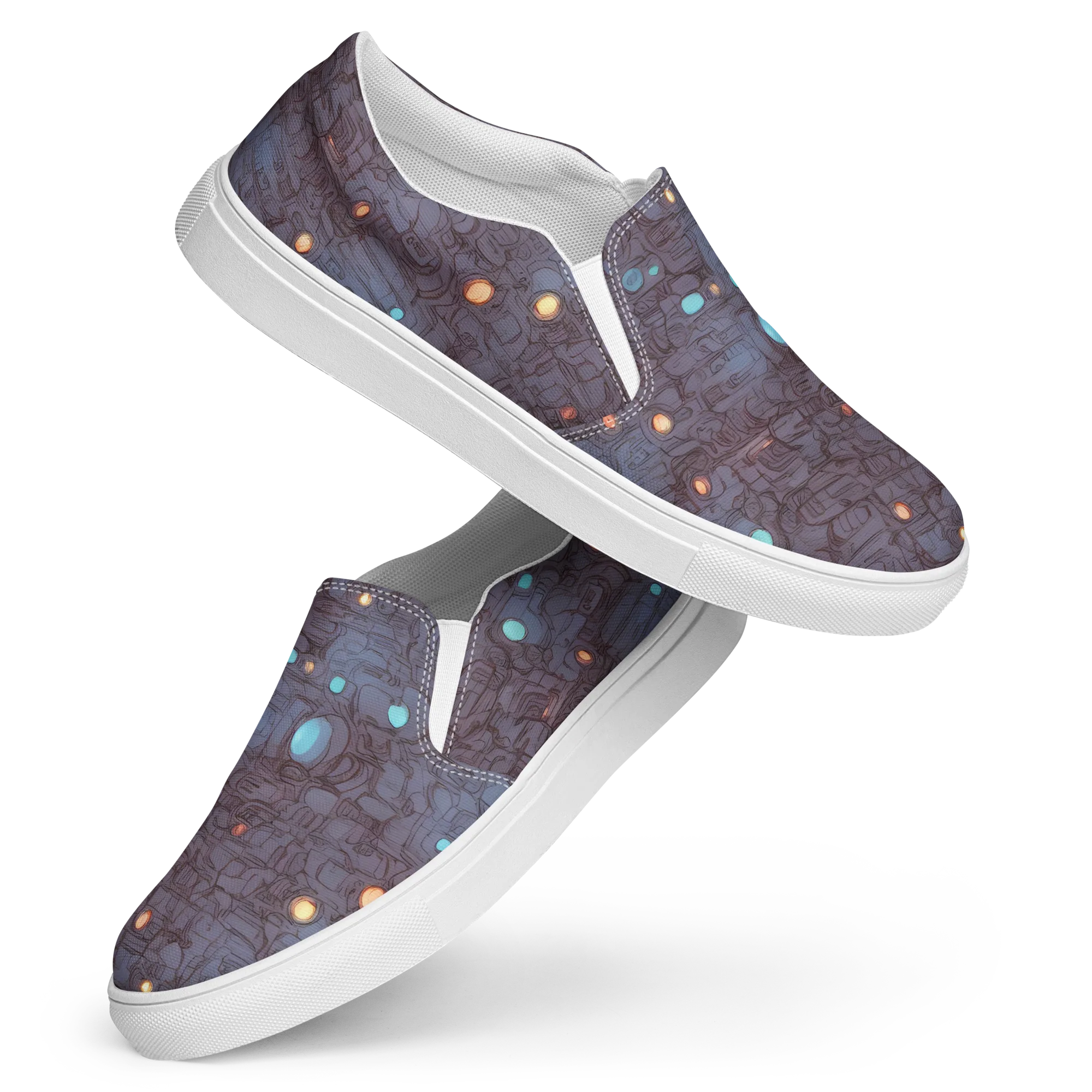 Violet Circuitry on Women's Slip-On Canvas Shoes — Front