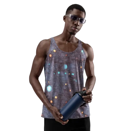 Violet Circuitry on a Men's Tank Top