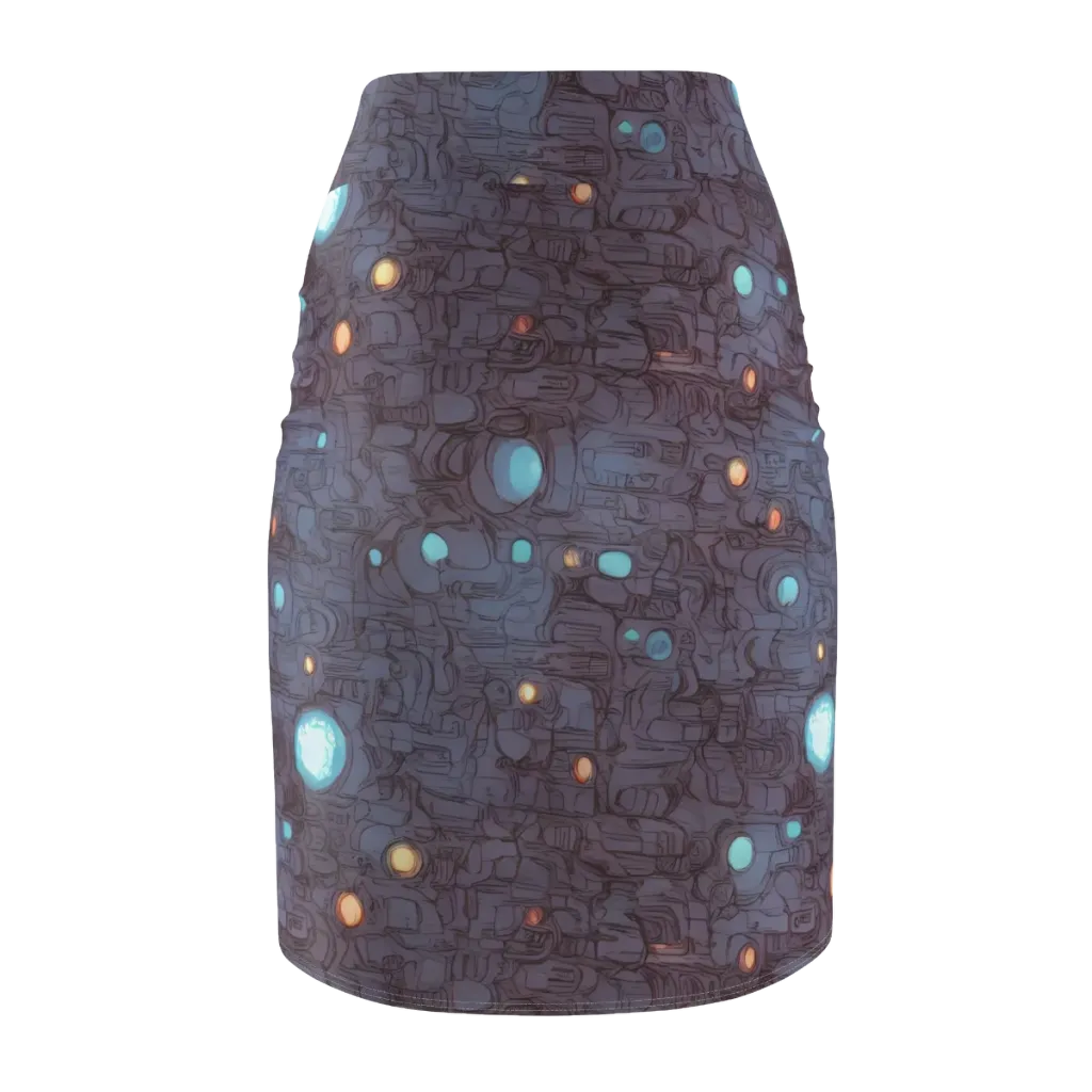 Violet Circuitry on Pencil Skirt — Back