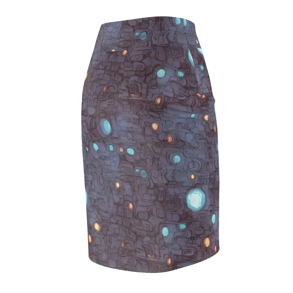 Violet Circuitry on Pencil Skirt — Back Side