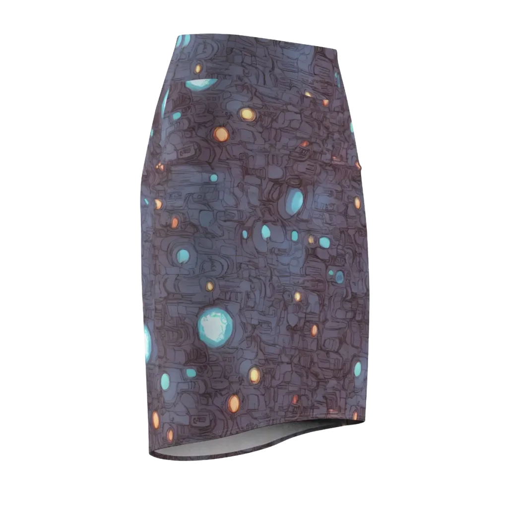 Violet Circuitry on Pencil Skirt — Front Side