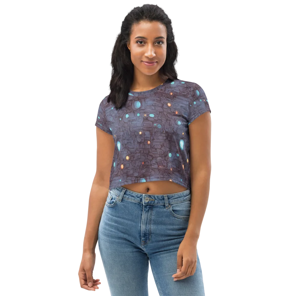Violet Circuitry on Crop Tee — Front
