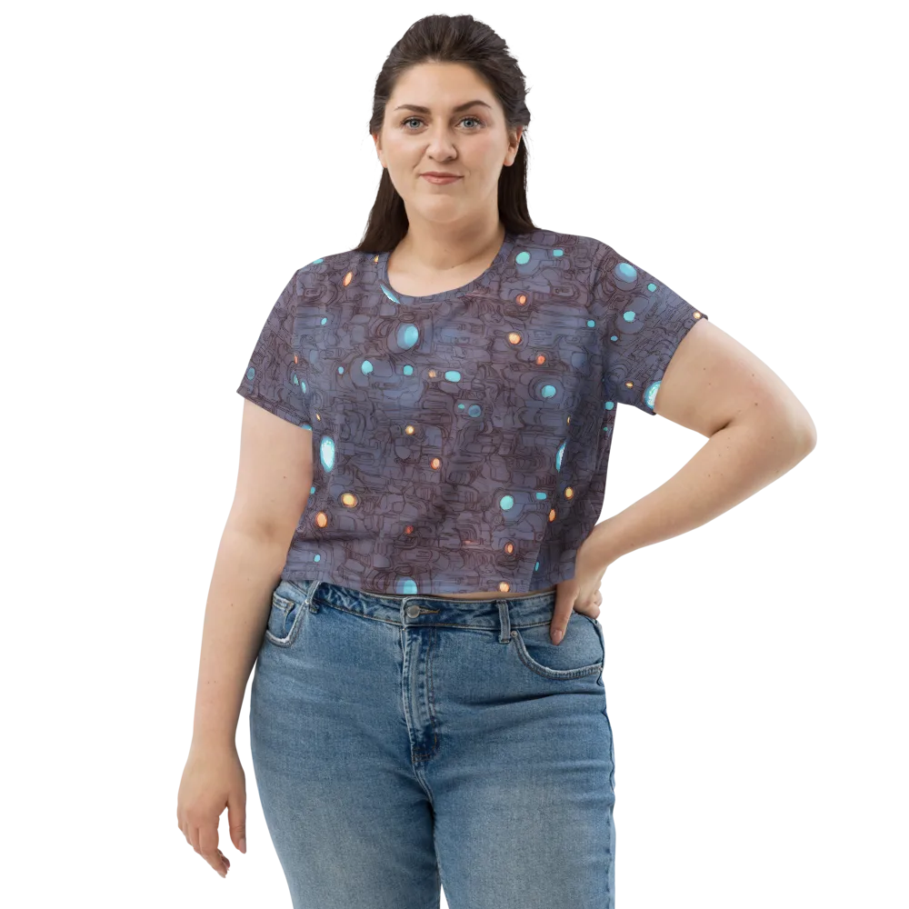 Violet Circuitry on Crop Tee — Front