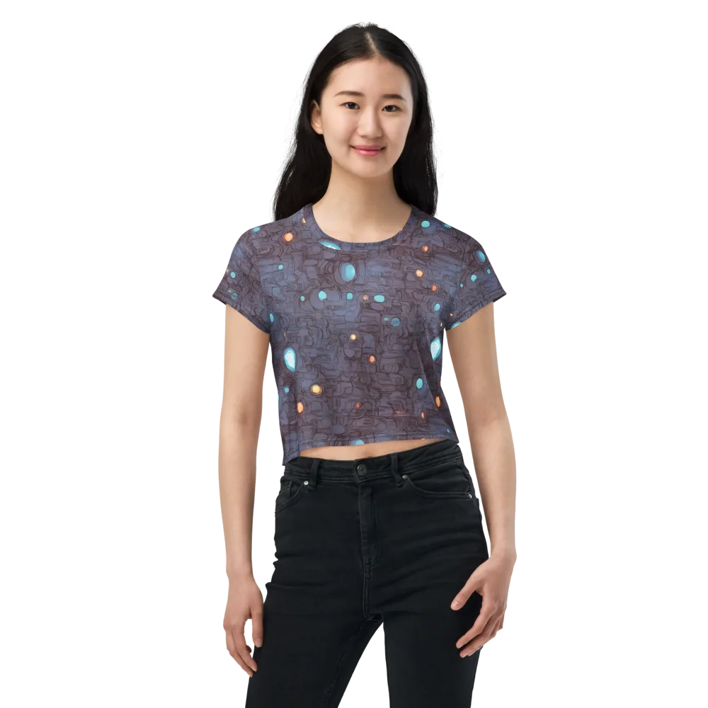 Violet Circuitry on Crop Tee — Front