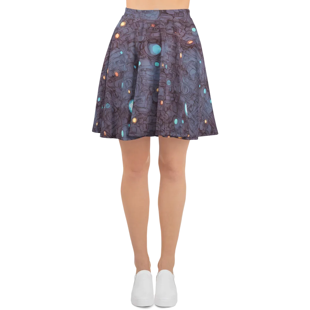 Violet Circuitry on Skater Skirt — Front