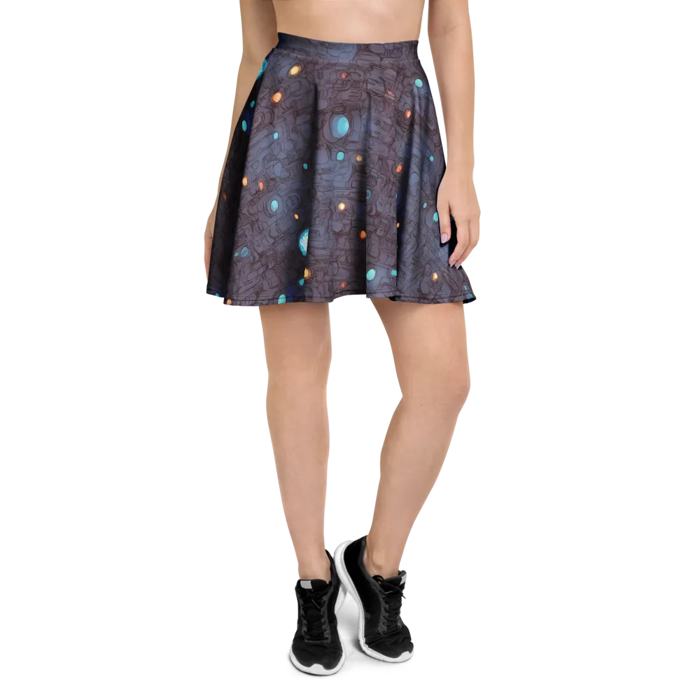 Violet Circuitry on Skater Skirt — Front