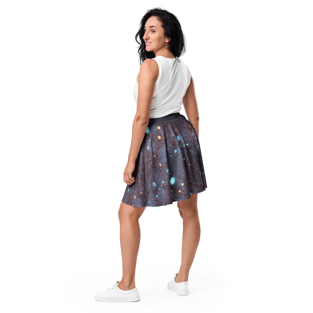 Violet Circuitry on Skater Skirt — Back