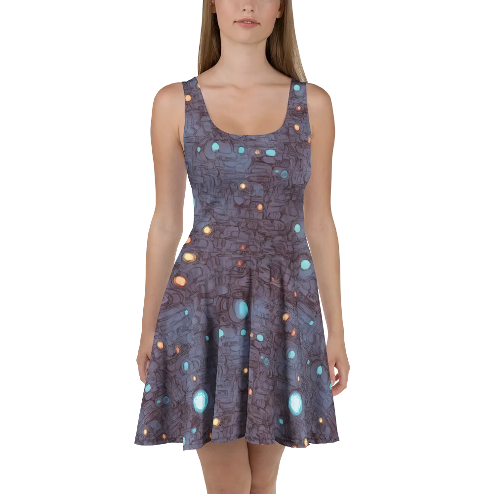 Violet Circuitry on Skater Dress — Front