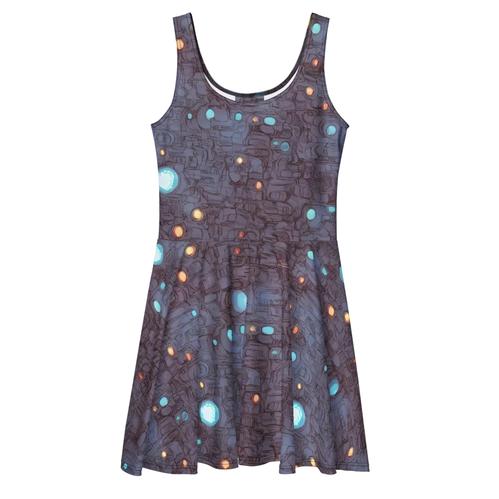 Violet Circuitry on Skater Dress — Front