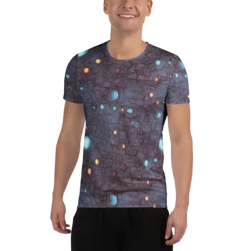 Violet Circuitry on a Men's Athletic T-Shirt