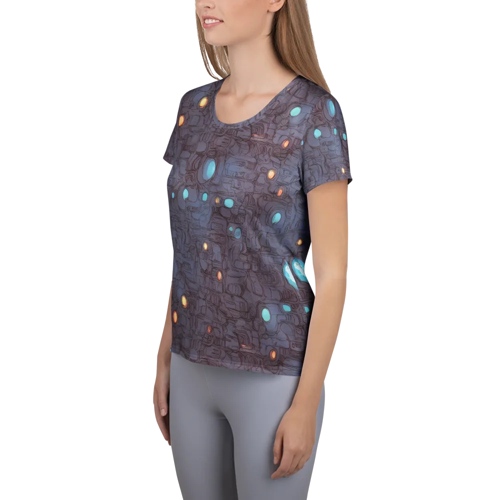 Violet Circuitry on Women's Athletic T-Shirt — Left