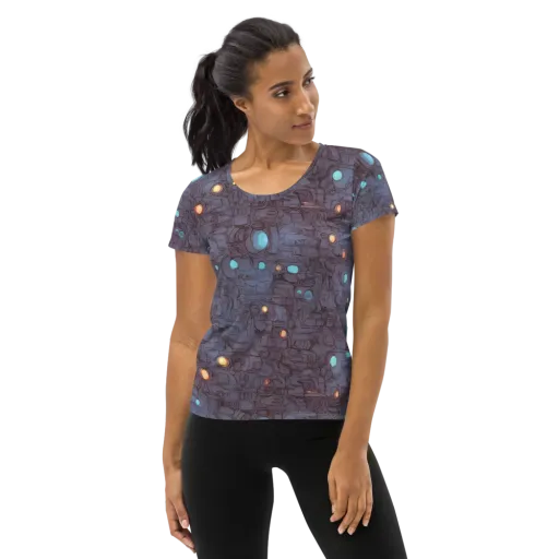 Violet Circuitry on a Women's Athletic T-Shirt
