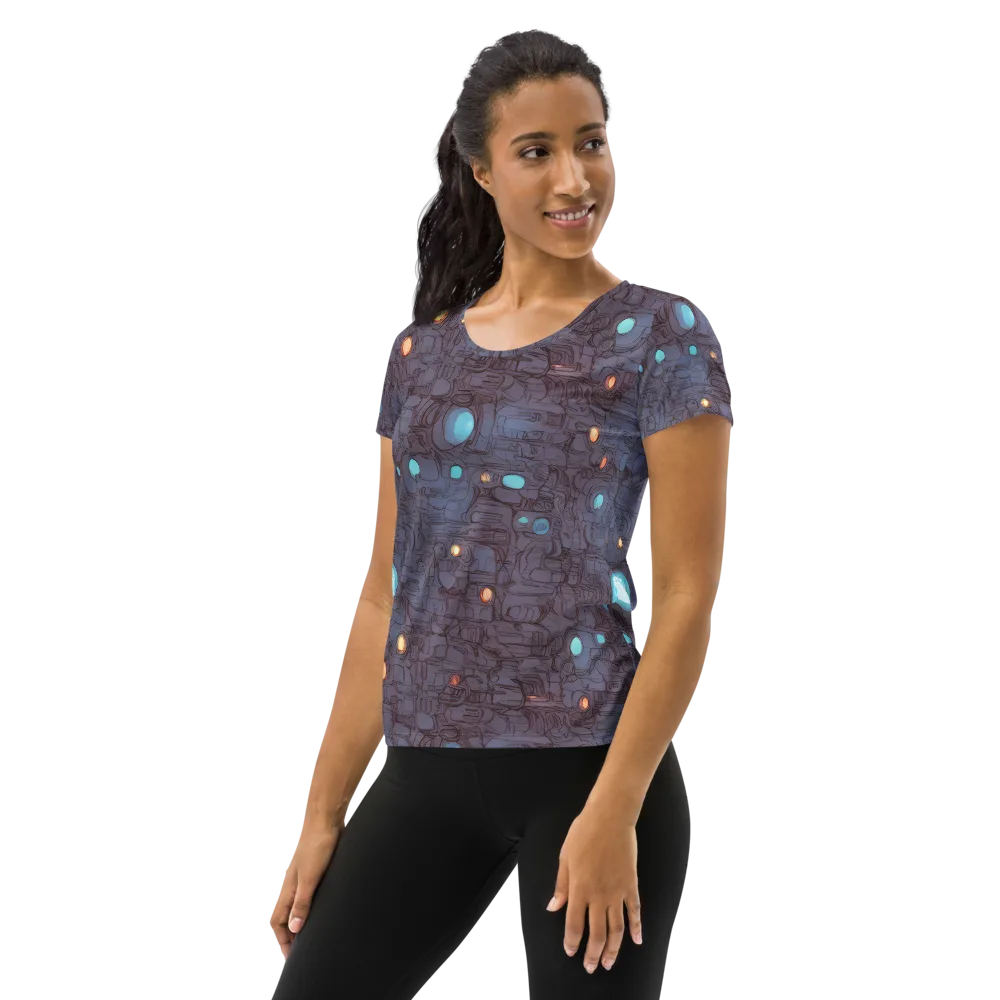 Violet Circuitry on Women's Athletic T-Shirt — Left