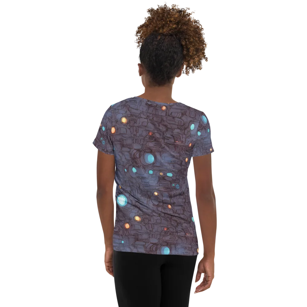 Violet Circuitry on Women's Athletic T-Shirt — Back